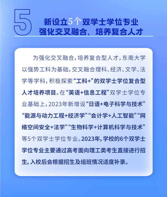 东南大学2023年本科招生8大亮点