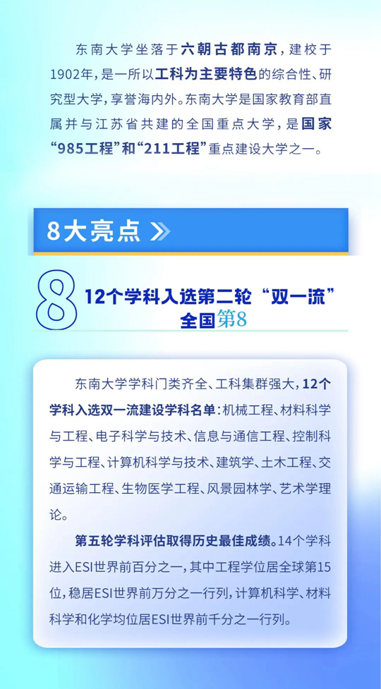 东南大学2023年本科招生8大亮点