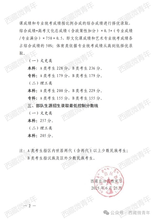 西藏自治区2025年普通高考分数线新鲜出炉
