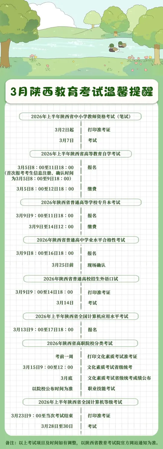 3月︱陕西教育考试温馨提醒